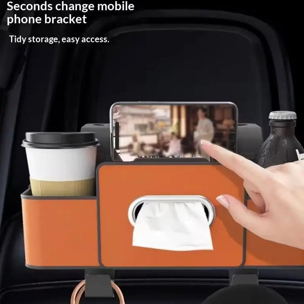 Car Chair Back Storage Box,Multifunctional Tissue Box,Car Water Cup Seat Back Storage Box,Car Interior Decoration Hook