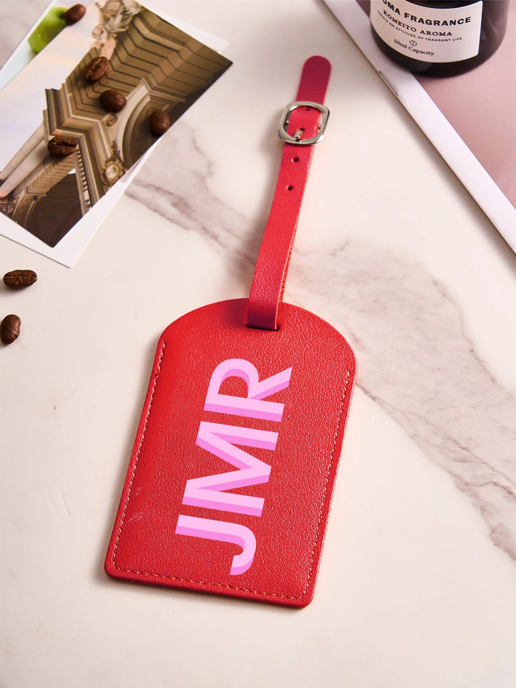 Personalized Initial Luggage Tag Custom Letter PU Leather Travel Bag Tag UV Printed Suitcase ID Label Travel Gift for Women Men