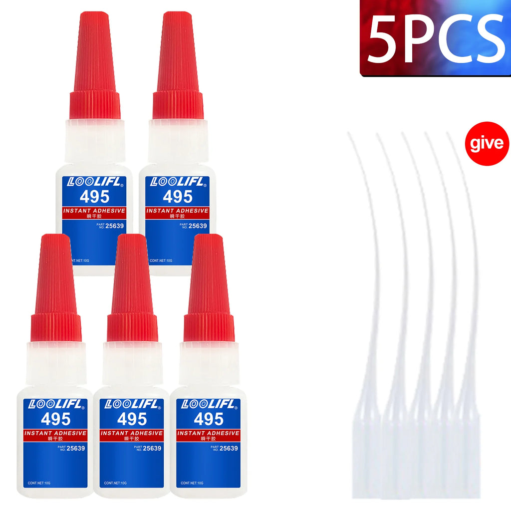 LOOLIFL 414/495 Instant Strong Super Glue Universal Superglue Mighty Instant Glue for Resin Ceramic Metal Glass Fast Dry Tool
