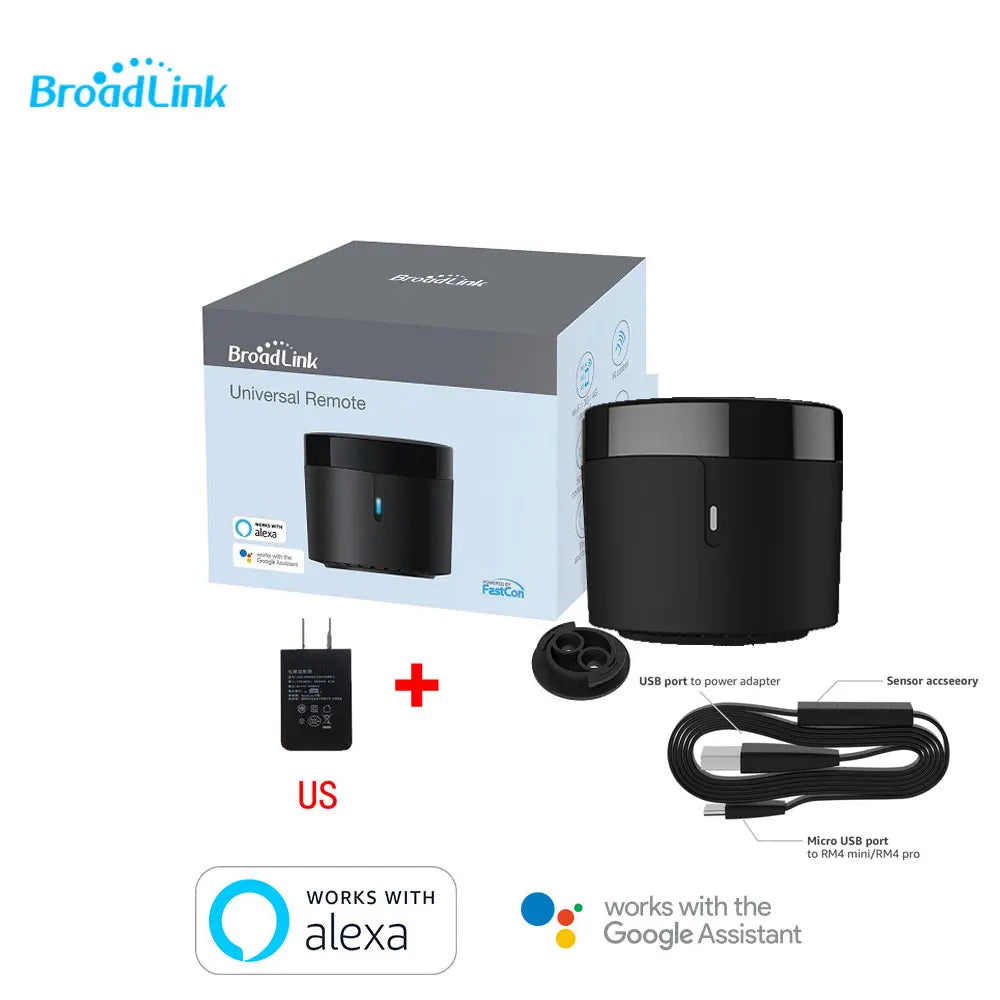 Broadlink RM4mini+HTS2 EU/UK/US/AU PLUG IR Remote Controller Air/TV Set-top Box Temperature Humidity Sensor with Alexa google