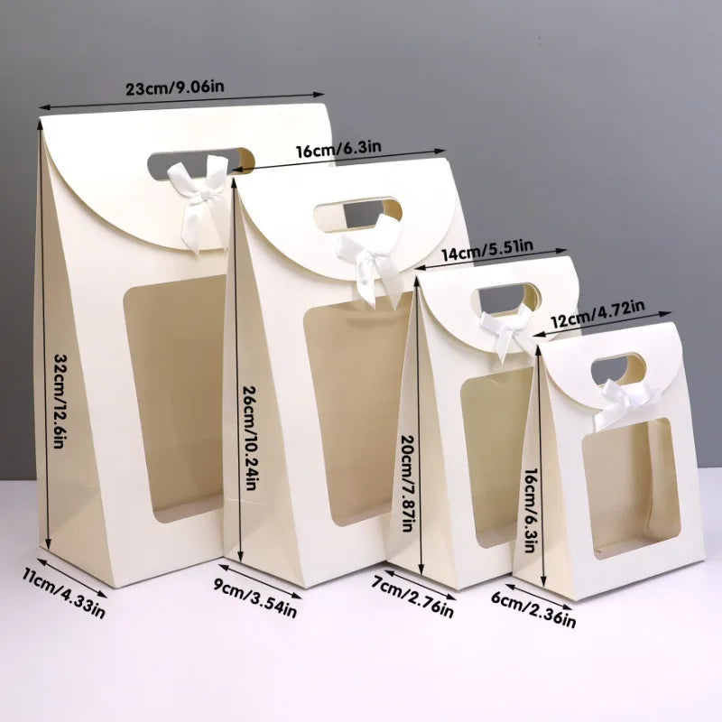 10/20pcs Transparent Window Gift Bags For Wedding Birthday Home Party White Black Packaging Box Baking Takeaway Bag
