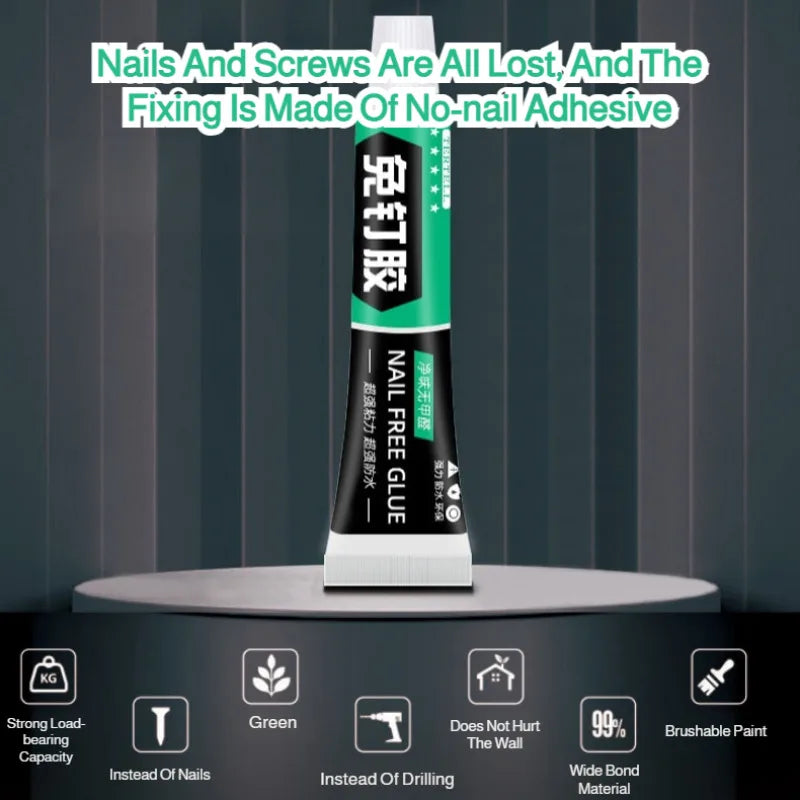 No Drill Strong Adhesive for Tile Wall and Metal Shelf Fast Drying White Latex Glue for Home Use Wall Mounting Bonding Solution