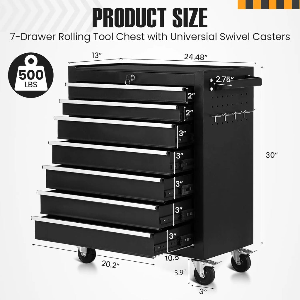 OEM ODM Acceptable Rolling Iron Sheet Tool Cabinet Trolley 7 Drawer Big Capacity Workshop Storage Key Lock 300kg Load Capacity