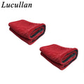 Lucullan 60X90CM Red/Grey Double-Twist Pile Car Microfiber Drying Towel 1300GSM Super Absorbent Premium Detailing Cloth