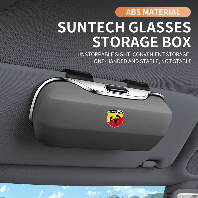 Car Eyewear Case Box Sunglasses Holder Sun Visor Storage Protective Frame Box Glasses Clip For Fiat Abarth 695 595 124 Spider