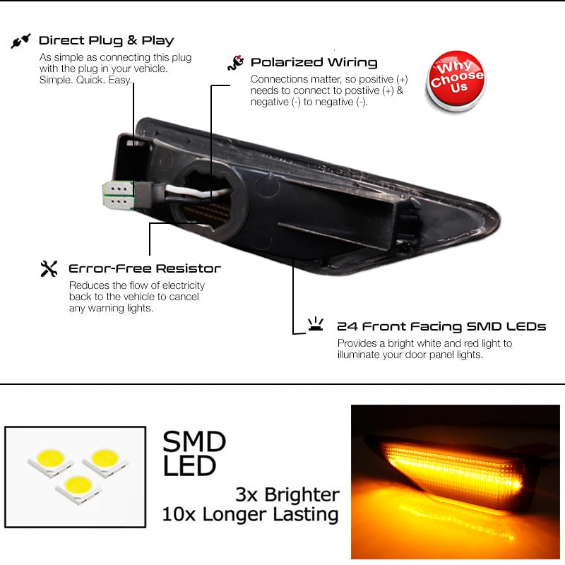 For Honda Element SC Front Bumper Side Marker Indicator Light Amber yellow Turn Signal Lamp/Driving Lights 2009-2010