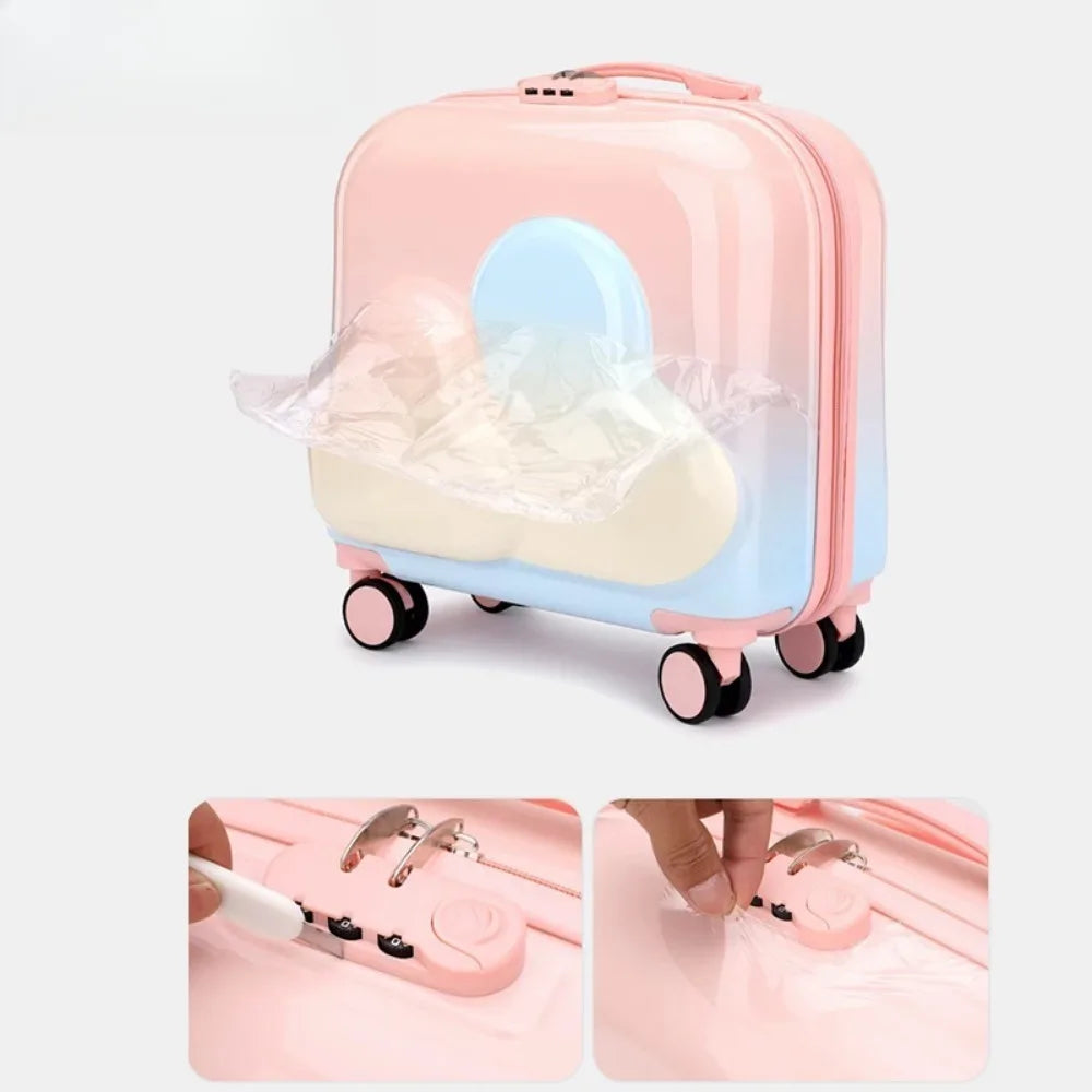 Candy Color 20-inch Thickened Children's Trolley Case Password Lock Luggage Universal Silent Wheel Boarding Travel Camping Case