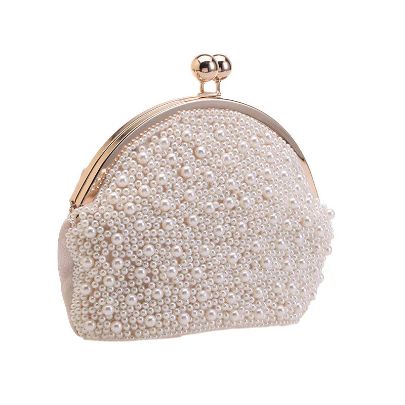 Luxury Pearl Evening Hand Bag Women Handmade Beading Banquet Handbag Bridal Wedding Dinner Party Day Clutch Phone Wallet