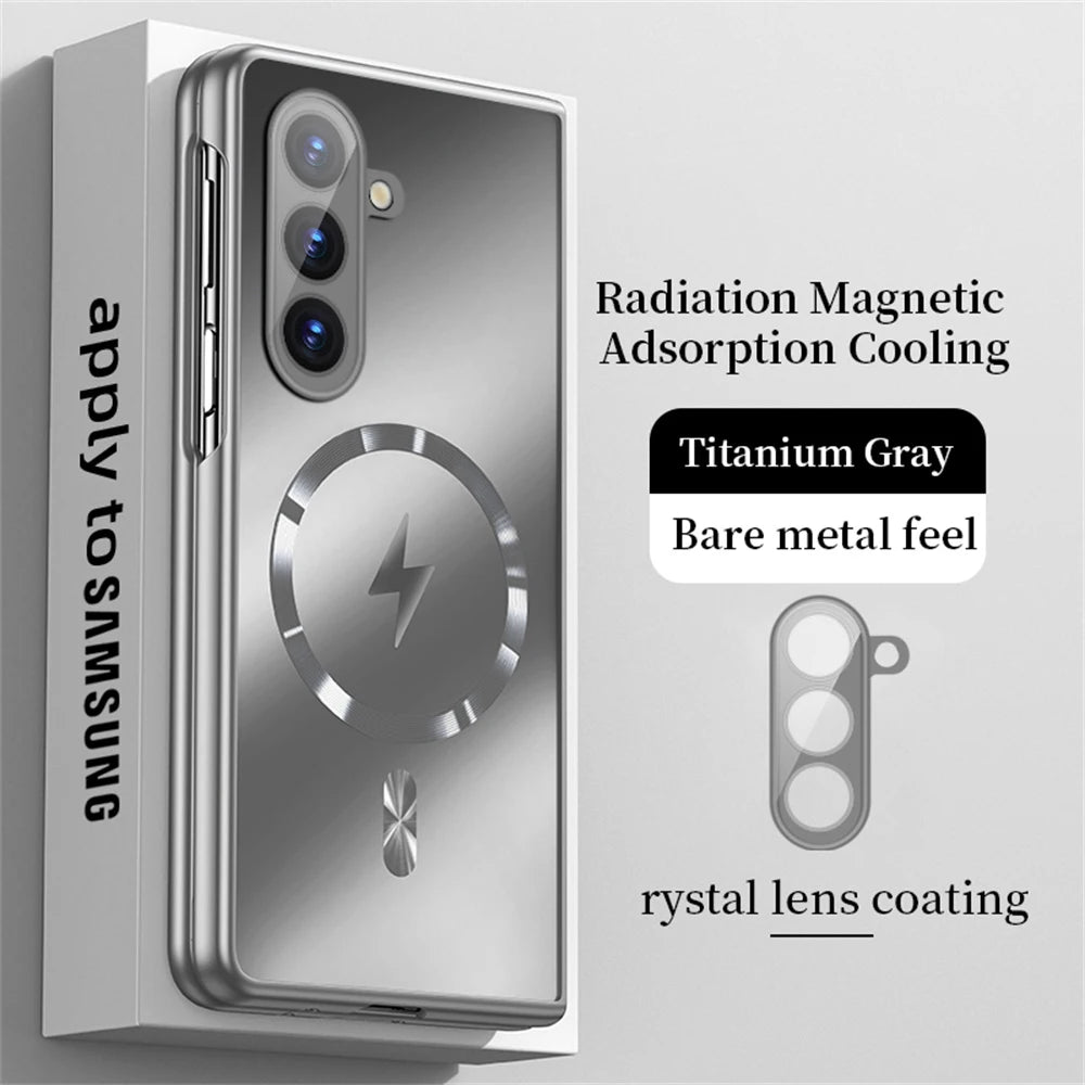 Luxury For Magsafe Wireless Charging Matte Frosted AG Case For Samsung Z Fold 8 7 6 zfold 5 4 3 Full Lens Protection Back Cover