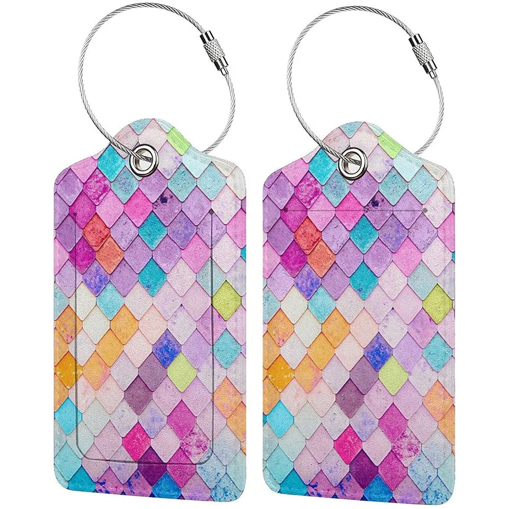 Women Men PU Leather Luggage Tag Suitcase Identifier Label Baggage Boarding Bag Tag Name ID Address Holder Travel Accessorie