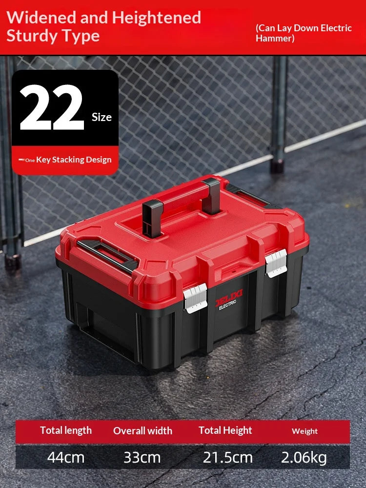 Heavy Duty Wide Tool Box Portable Multi Function Hammer Drill Organizer Large Industrial Grade Home Garage Garage Storage