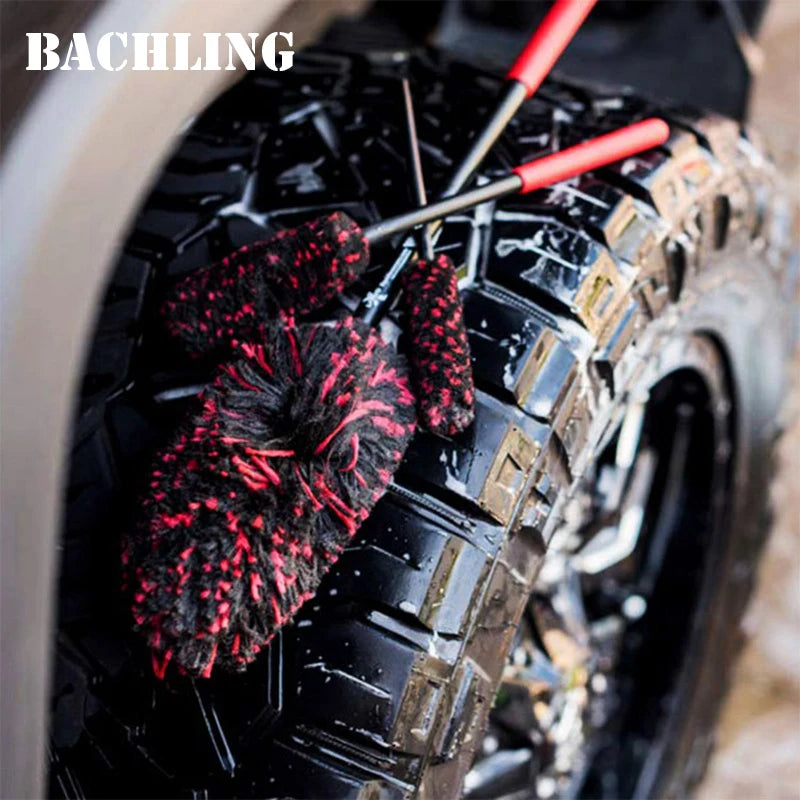 Auto Wheel Detailing Brush Bendable Wheel Woolies Three sizesCar Cleaning Tools for Rim Tire Cleaning Automobile Wheel Brushes