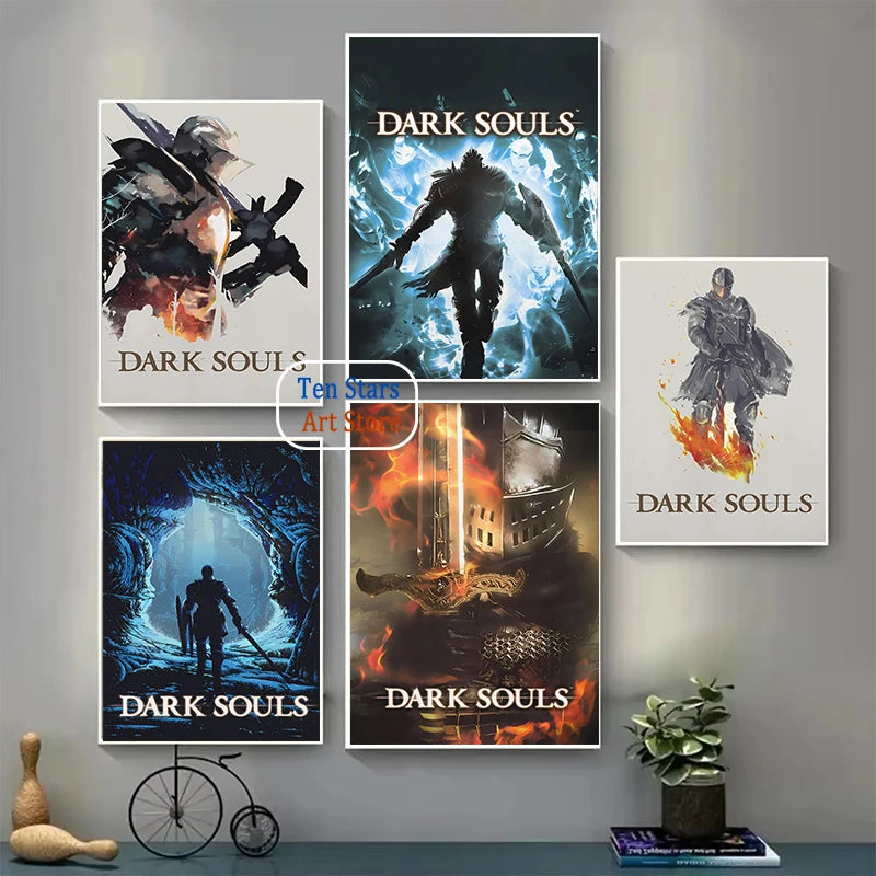 Dark Souls Fantasy Art Video Game Warrior Knight Dark Souls 3 Gaming Poster Canvas Painting Wall Pictures Home Gaming Room Decor