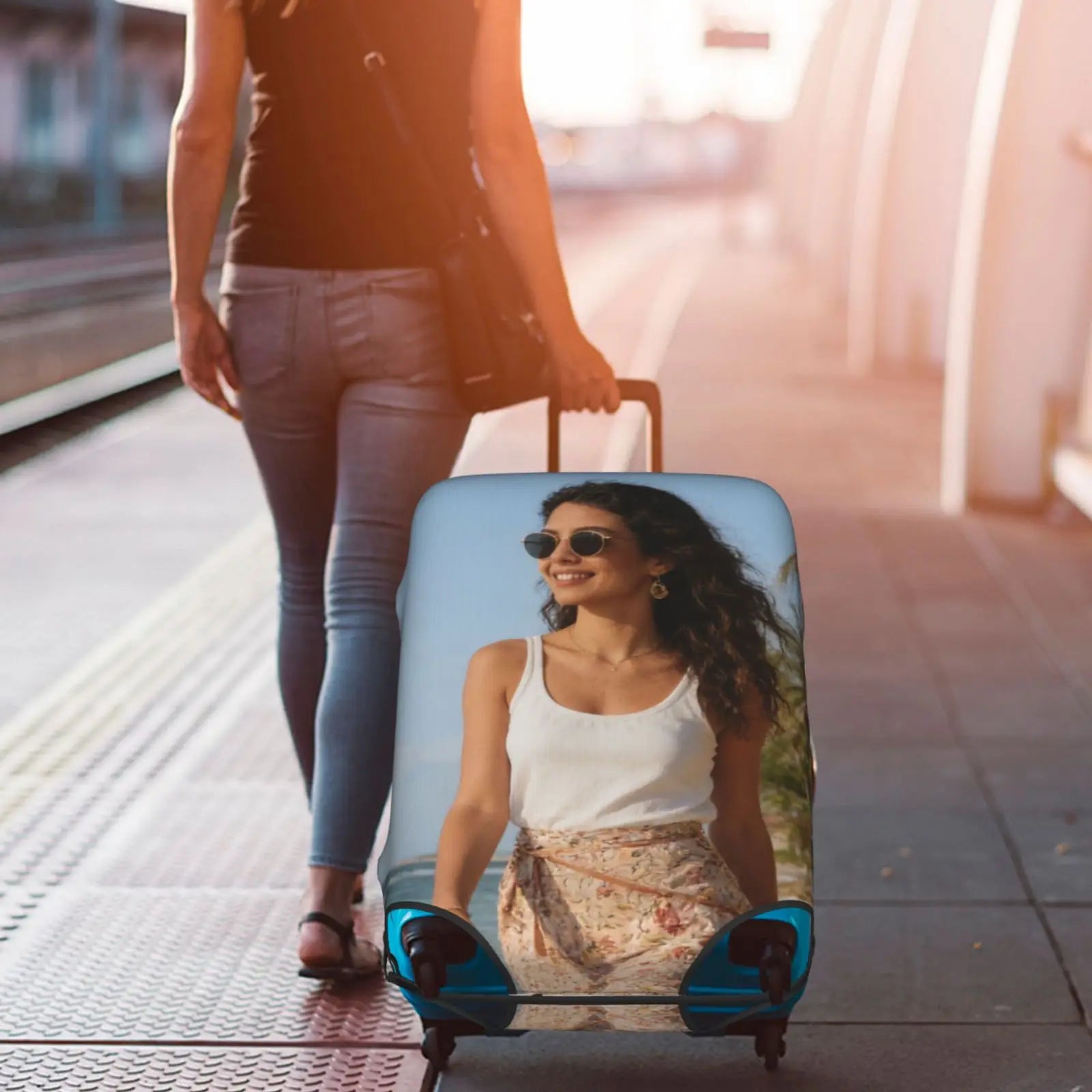 Custom Customize Logo Luggage Cover Elastic Your Design Here Travel Suitcase Protective Covers Suit For 18-32 inch