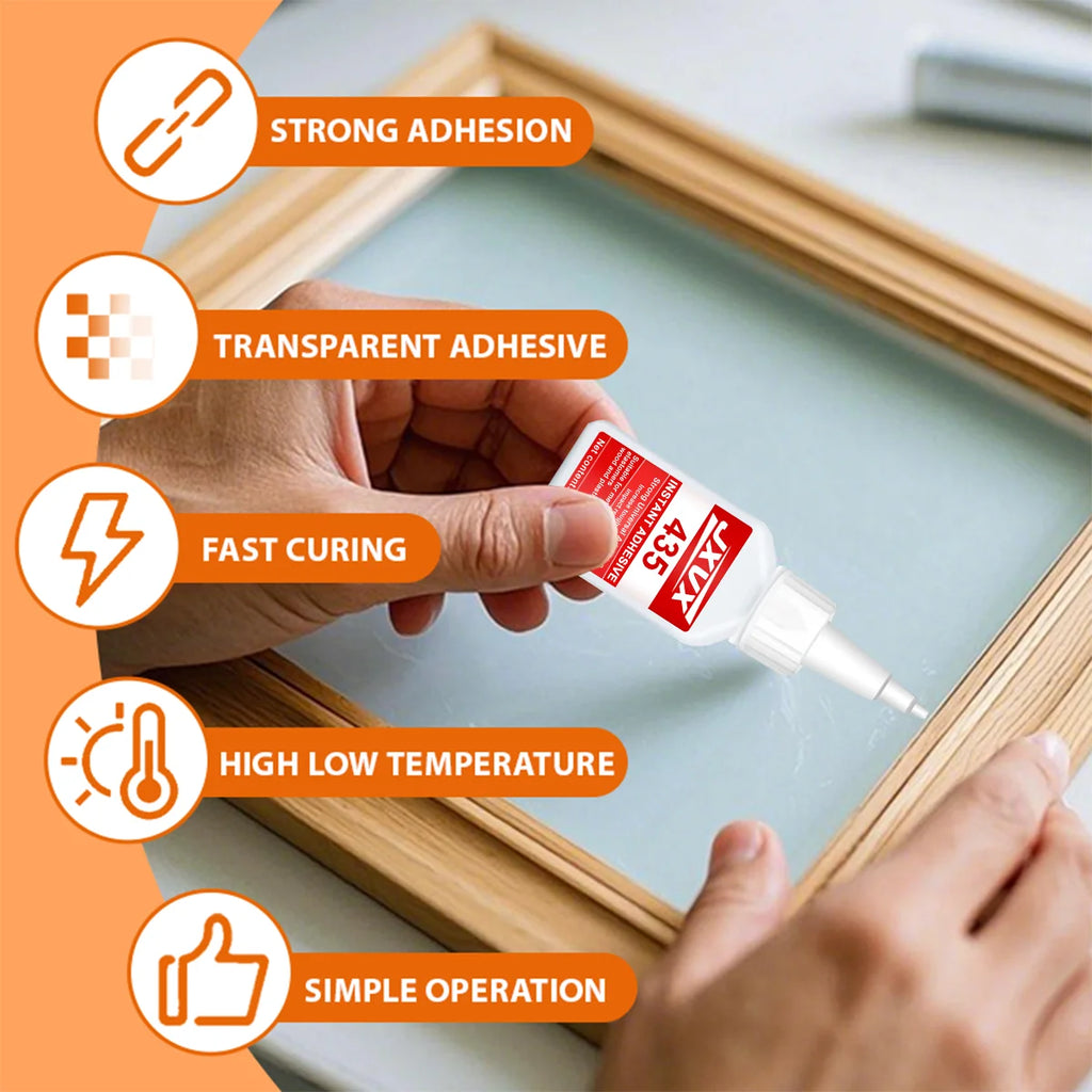 435 Extra Strong Super Glass Glue Upgraded Version Cyanoacrylate Quick Dry Instant Strong Bond Adhesive For Glass, Mirror, and Porcelain Restoration, Screen Vase Window Seconds Bond 20g.