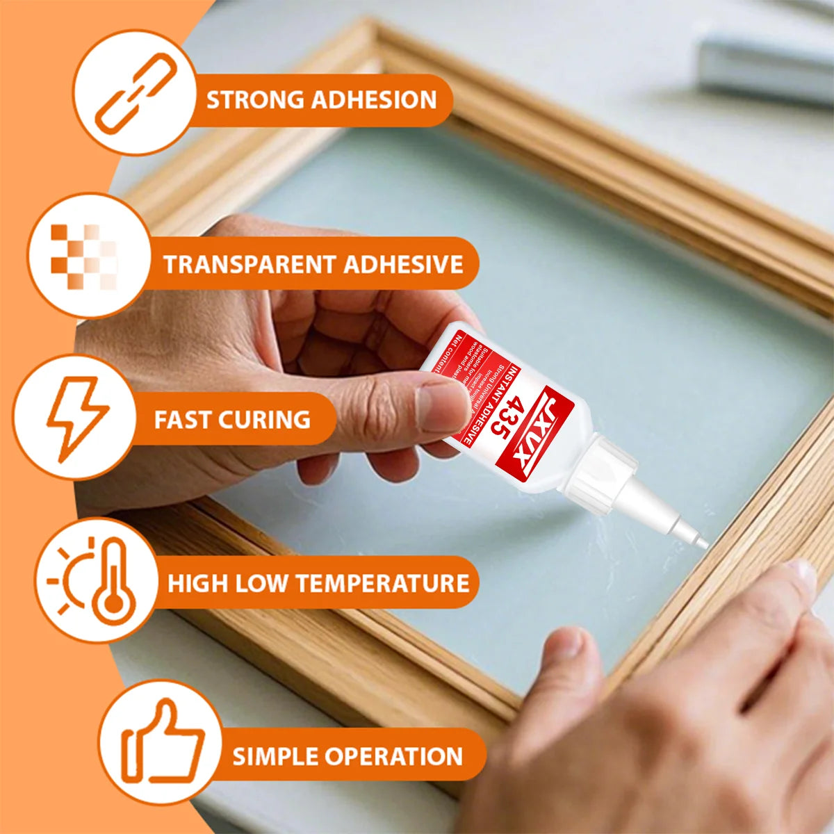 435 Extra Strong Super Glass Glue Upgraded Version Cyanoacrylate Quick Dry Instant Strong Bond Adhesive For Glass, Mirror, and Porcelain Restoration, Screen Vase Window Seconds Bond 20g.