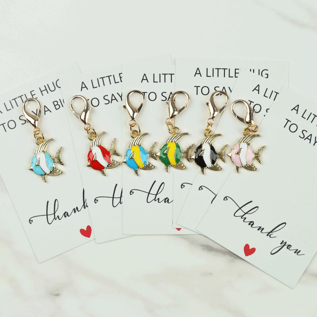 6pcs/12pcs cute fish keychains, including a thank-you card, fish pendants, birthday gifts, and party favors.