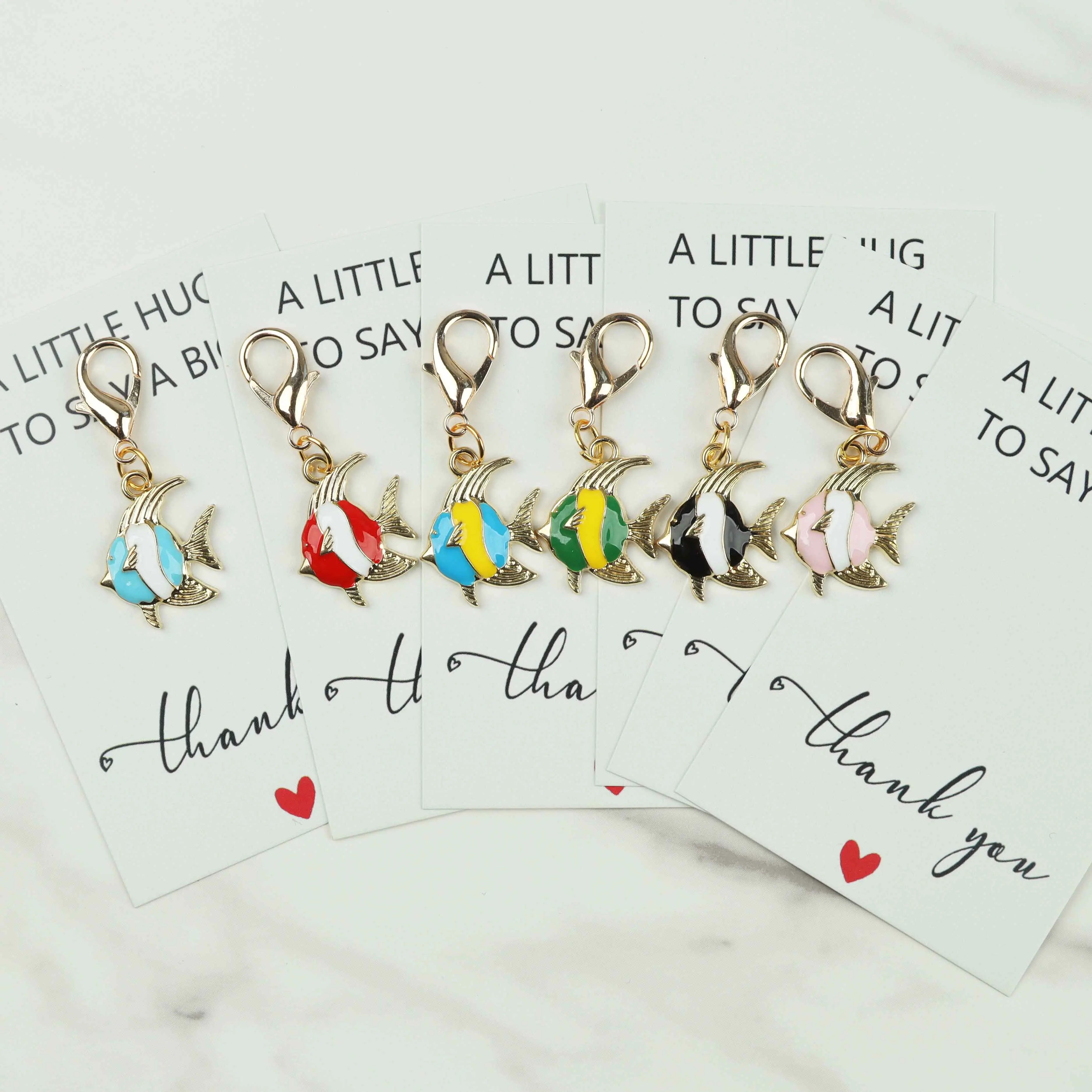 6pcs/12pcs cute fish keychains, including a thank-you card, fish pendants, birthday gifts, and party favors.
