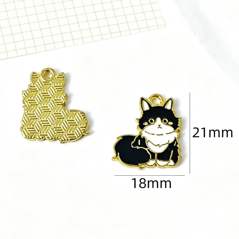 10pcs Drip Oil Alloy Small Animal Kitten, Puppy, Little Rabbit Pendant DIY Necklace Bracelet Earrings Phone Chain Pendant