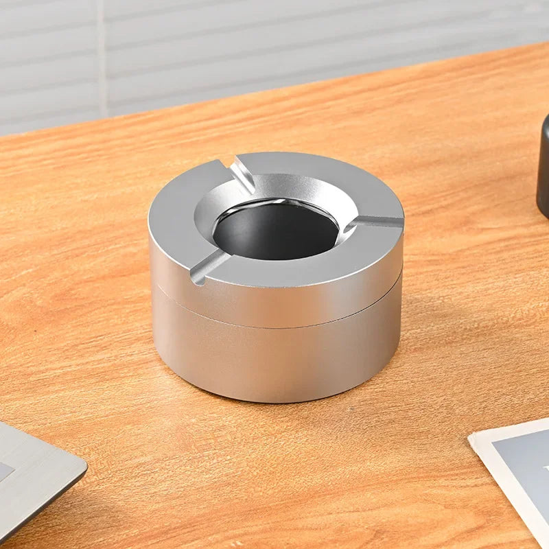 Cool Premium Feel Mechanical Rotating Ashtray with Lid Ash Tray for Smoking Accessories Home Car Gift for Boyfriend