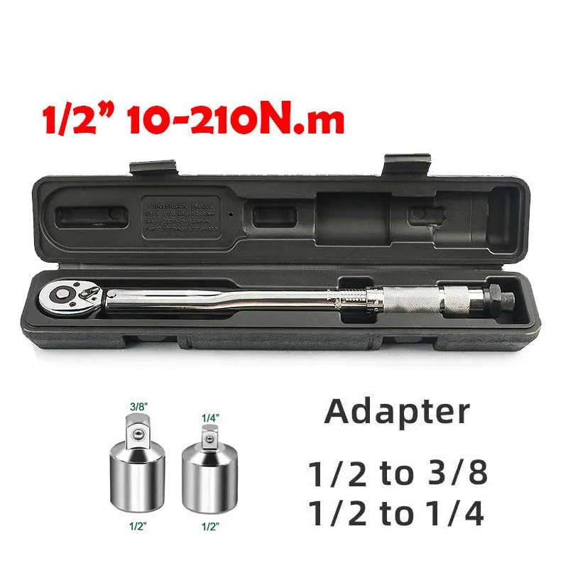 10-210/28-210N.m Torque Wrench 1/2” Precise Reversible Ratchet Torques Key Professional Bicycle Motorcycle Car Automotive Tool