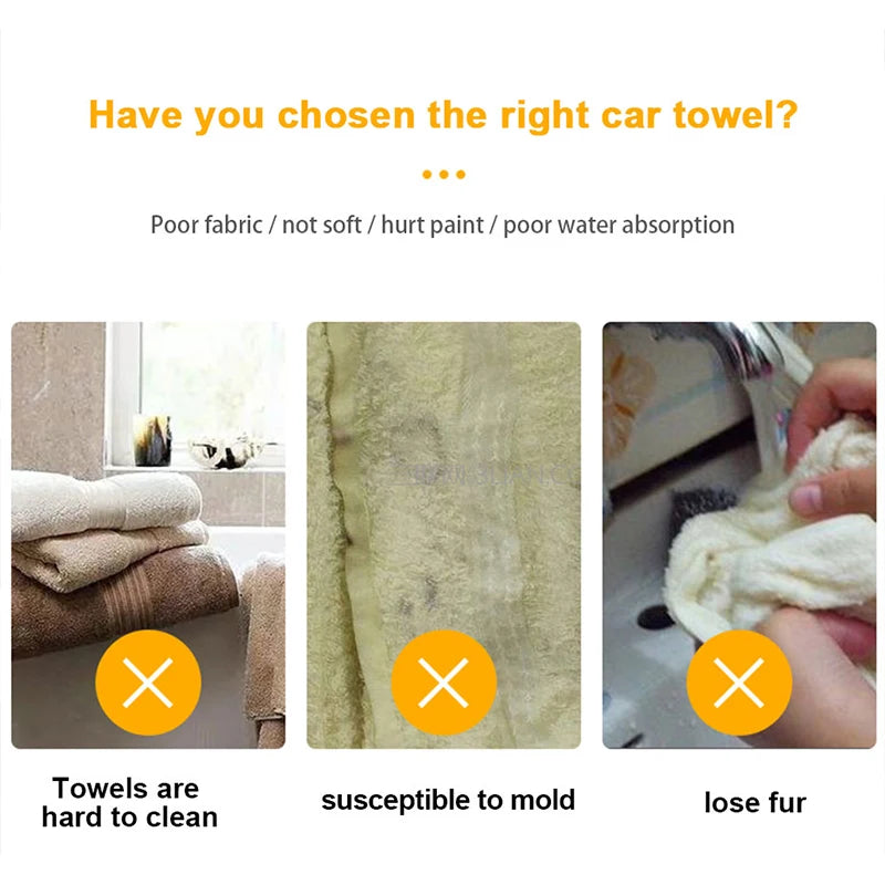 SEAMETAL Car Wash Plush Towel Cleaning Drying Car Polishing Cloth Soft Edgeless Detailing Waxing Towel 25x25CM Car Wash Supplies