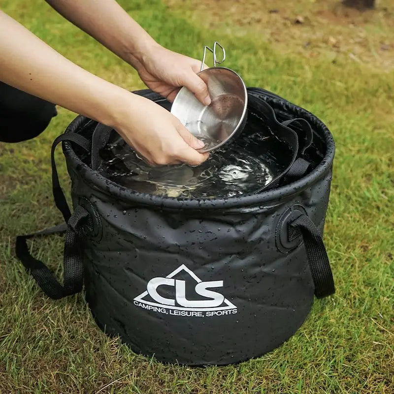 30L Foldable Camping Bucket Set 500D PVC Water Basin with Mesh Drying Basket Portable Outdoor Washing Camping Fishing Picnic