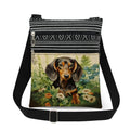 Cute Dachshund Print Crossbody Bag Female Floral Animal Shoulder Bags Fashion Outdoor Portable Double Zipper Lady Messenger Bag