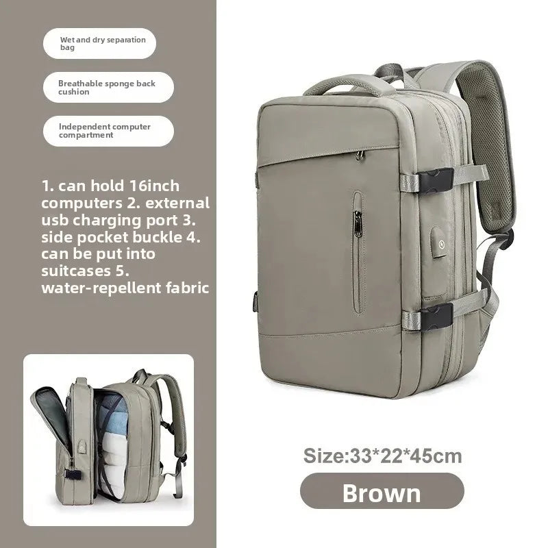 Large Capacity Expandable Travel Backpack Double Shoulder Bag for Business Trips Mountaineering And Computer Carrying