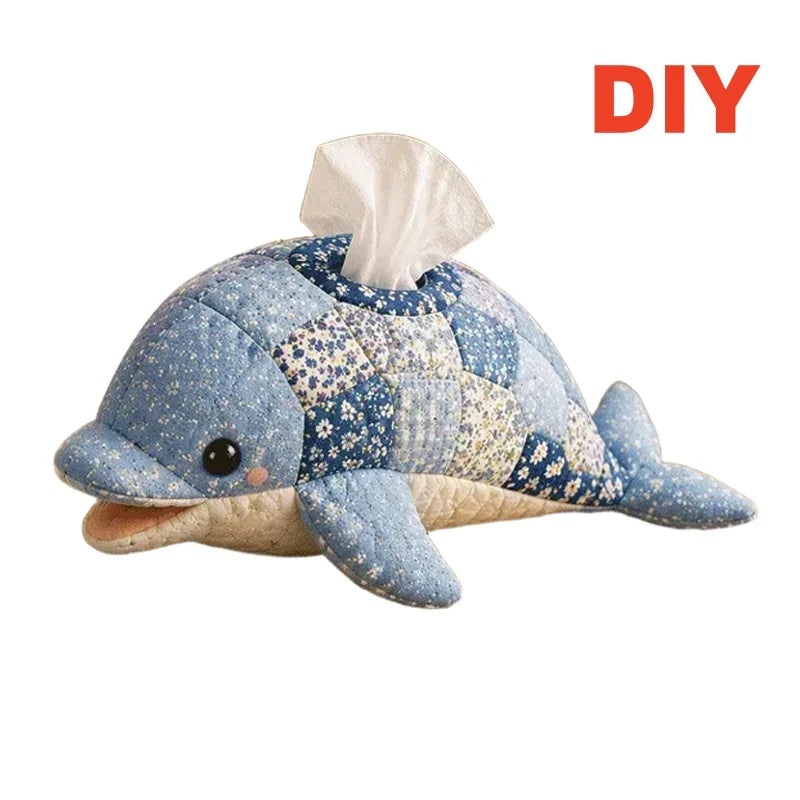 DIY Patchwork Tissue Box Cover Kit Precut Cloth Sewing Thread Tools Handmade Napkin Holder Craft Hobby Home Table Decor Gift