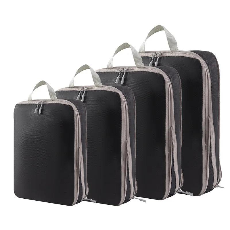 4-Piece Set Travel Clothing Storage Bags Compression Bags Expandable Travel Organizer for Clothing Toiletries Suitcase Organize