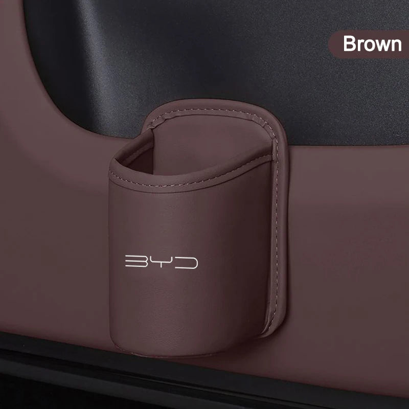 Leather Storage Box Car Door Water Cup Holder Back Seat Drink Rack For BYD Seal F3 Atto 3 Tang Qin Han Song Plus Accessories