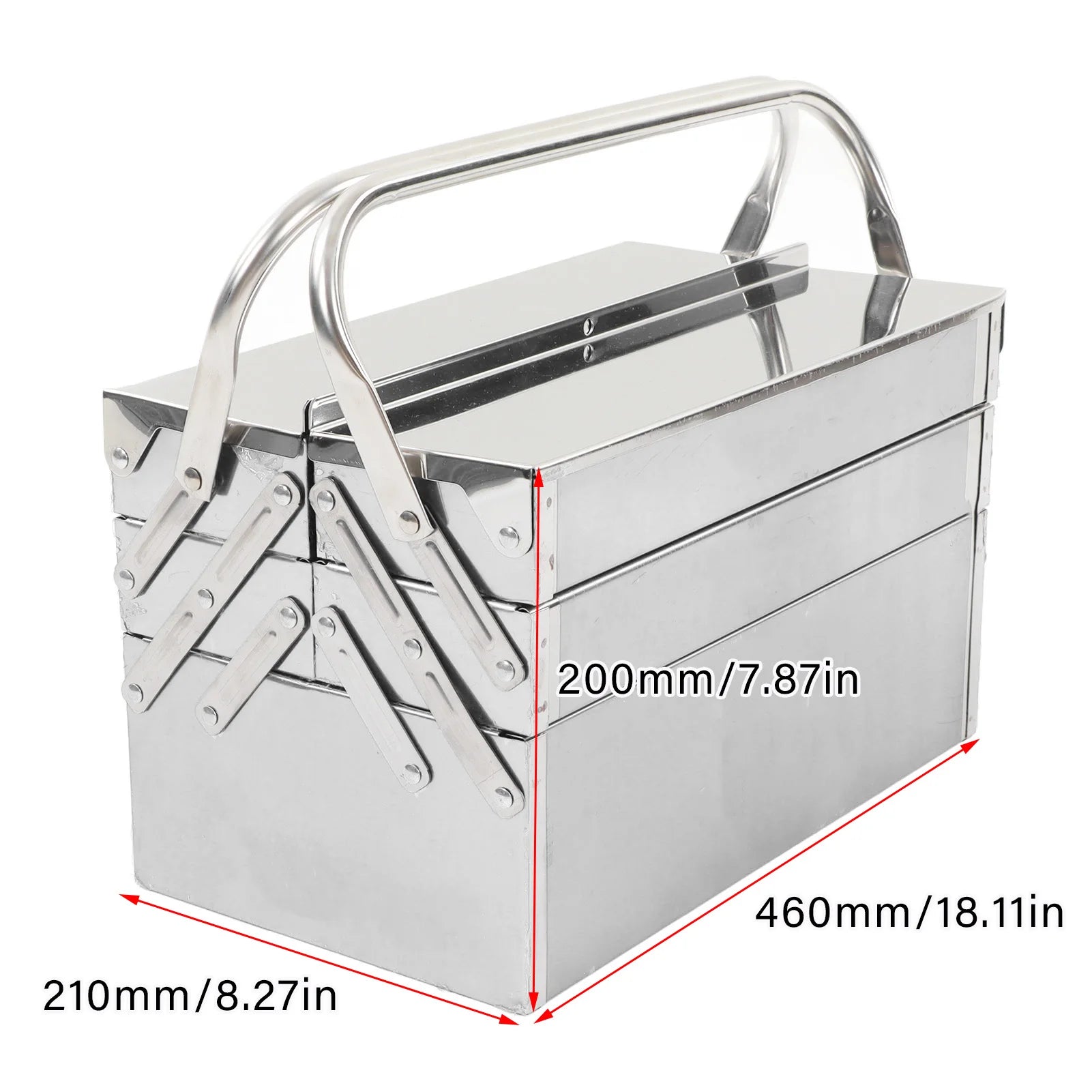 3 Layer 5 Tray Cantilever Tool Box Metal Folding Portable Auto Maintenance Tool Storage Box Organizer Stainless Steel