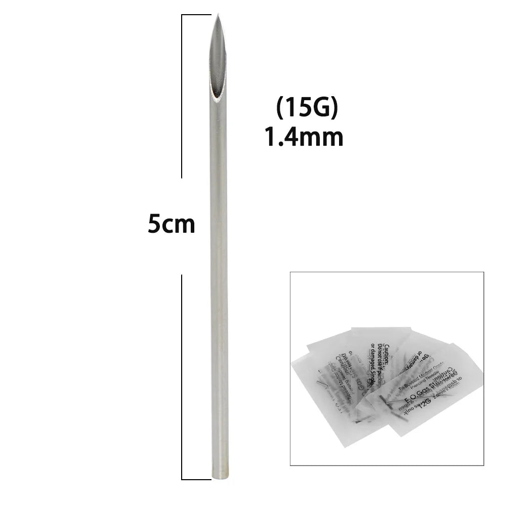 50PC Piercing Jewelry Accessories Sterile Puncture Needle Nose Stud Lip Nail Tool Disinfection Bag Containing Disposable Needle