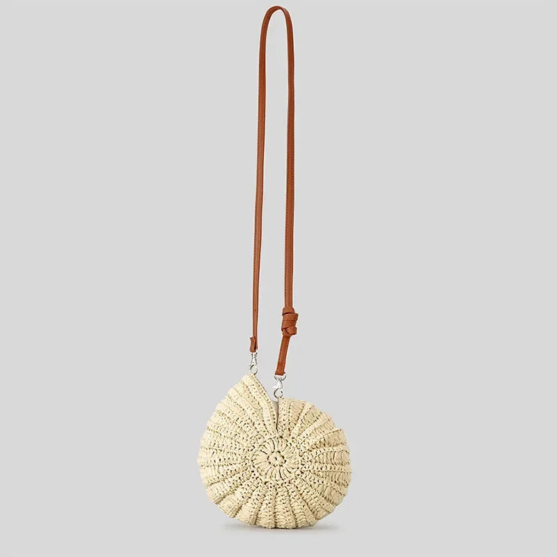 Creative Candy Color Conch Bag For Women Crochet Shoulder Bags Funny Cute Pearls Chains Handmade Weave Crossbody Hobo Shell Bag