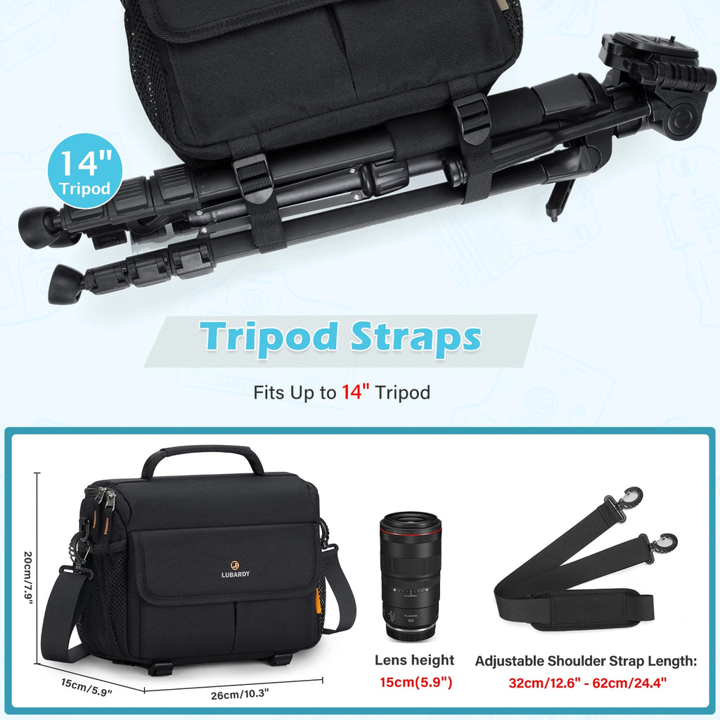 RAINSMORE Camera Bag Small Camera Sling Bag Waterproof Camera Case with Tripod Holder Compact Camera  Crossbody Bag