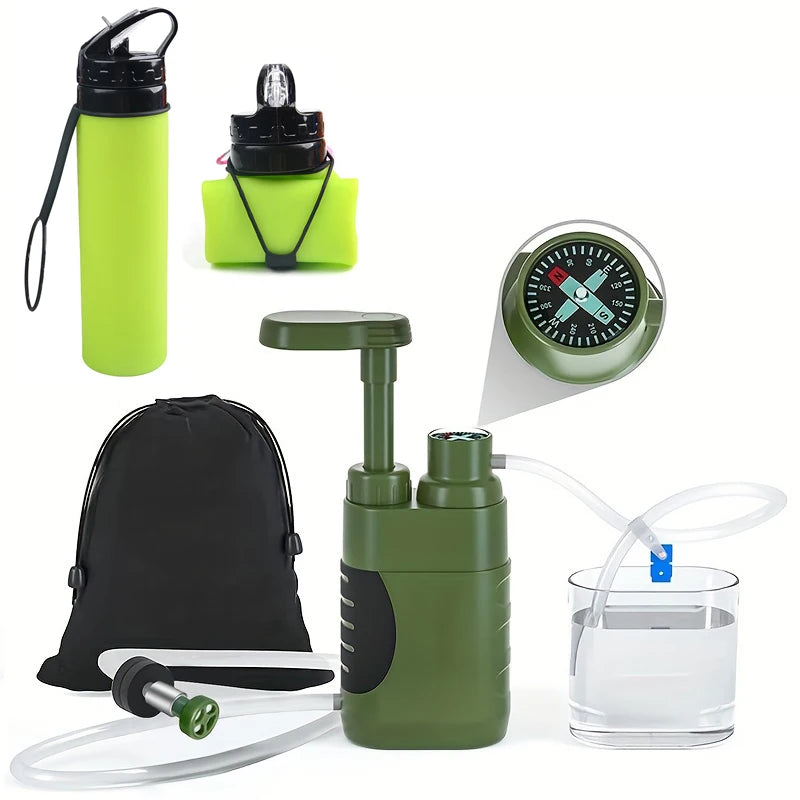 Water Purifier Pump With Replaceable Carbon 0.01 Micron Water Filter Portable Outdoor Emergency And Survival Gear Camping Hiking