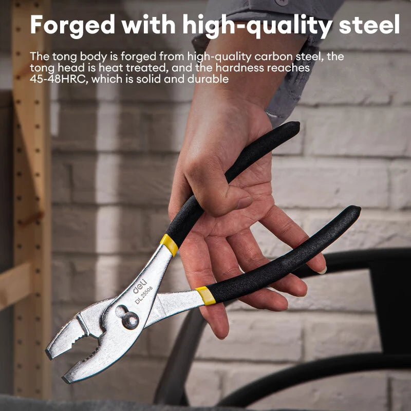 Deli 6"/8"/10" Slip Joint Pliers Carp Pliers 2nd Gear Adjustable Automobile Repair Tool Big Mouth Fish Tail Pliers Slipper Plier