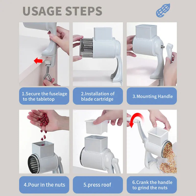 Grain Grinder Hand Crank Mill Grinder Aluminum Alloy Manual Table Clamp Milling Machine for Home Kitchen Commercial Grinding Nut