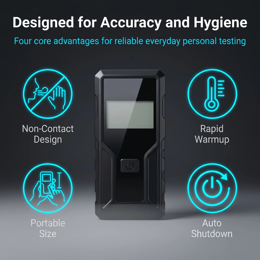 2026 New Model, Large LCD Display and Replaceable Blow Tube Breathalyzer, One Click Alcohol Tester (Battery Not Included)