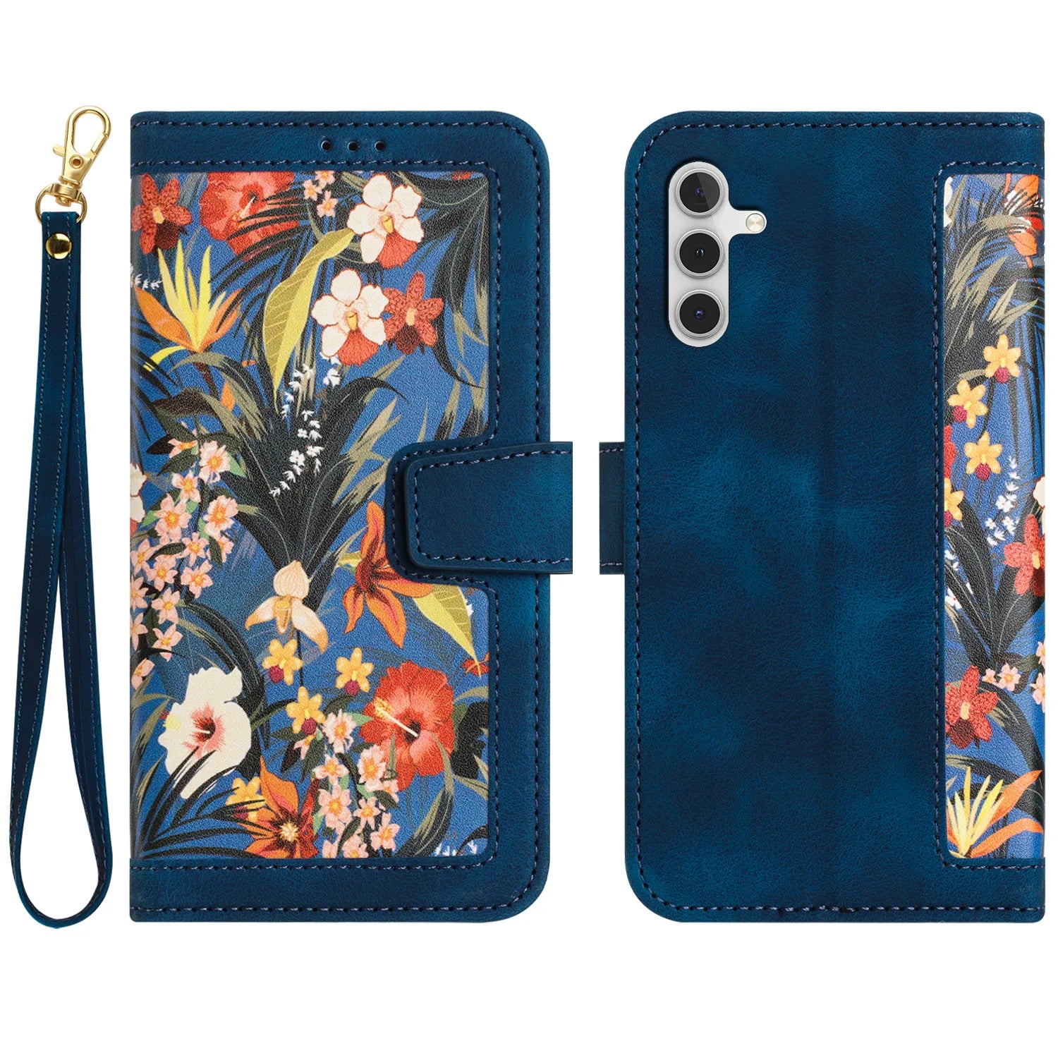 Luxury Flower Pattern Magnetic Flip Leather Case for Galaxy S25 Ultra S20 FE S21 S22 S23 S24 S25 Plus S25 Edge Slim Wallet Case