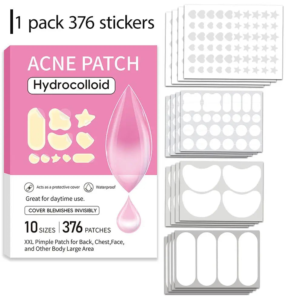 Large Pimple Patches Bulk for Face, 9 Styles Hydrocolloid Acne Patches for Covering Body, Forehead, Chin Blemishes Zit Breakouts