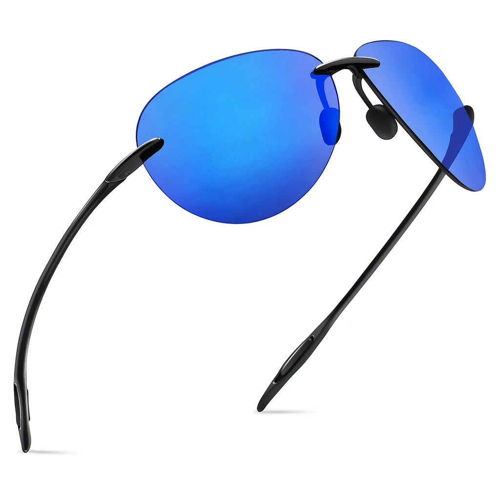 MAXJULI Men sunglasses Classic UV400 Fashion Driving Sports Unbreakable Rimless Oval Male Women's TR90 Frame Sun Eyewear 8008