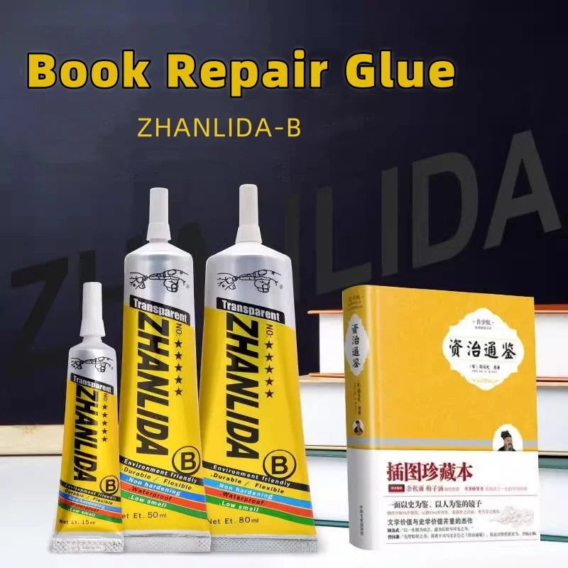 Zhanlida 15/50/80ML Book Repair Glue Transparent Adhesive DIY Paper Crafts 3D Book Student Stationery Binding Textbook Diary