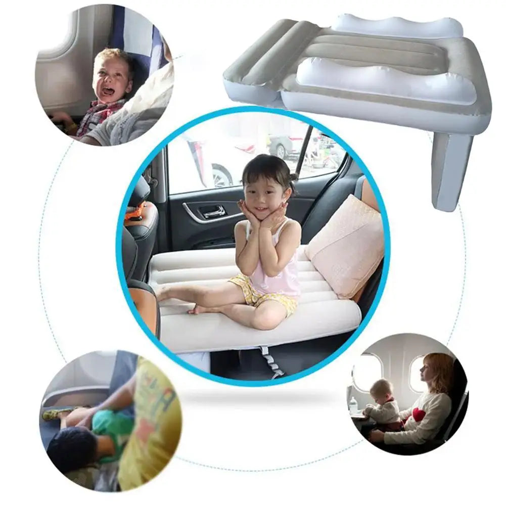 Portable Toddler Inflatable Airplane Bed Kids Car Rear Seat Extender Mattress Thickened Flocking Travel Sleep Mat