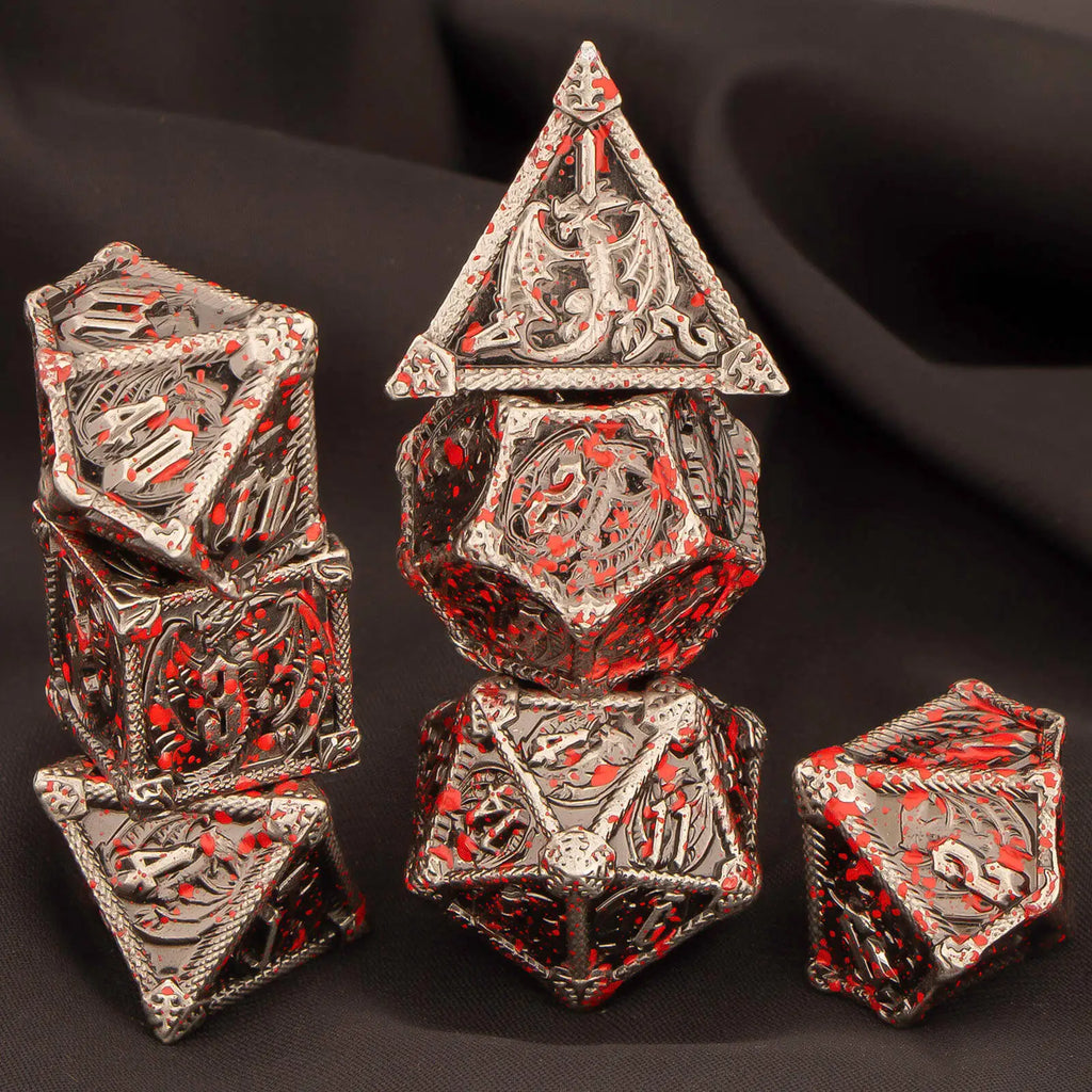 DND Metal Dice Set 7pcs – Polyhedral RPG D&D D20 D12 D10 D8 D6 D4 / Ensemble 7 dés métalliques DND – Polyédriques RPG jeux de rôle