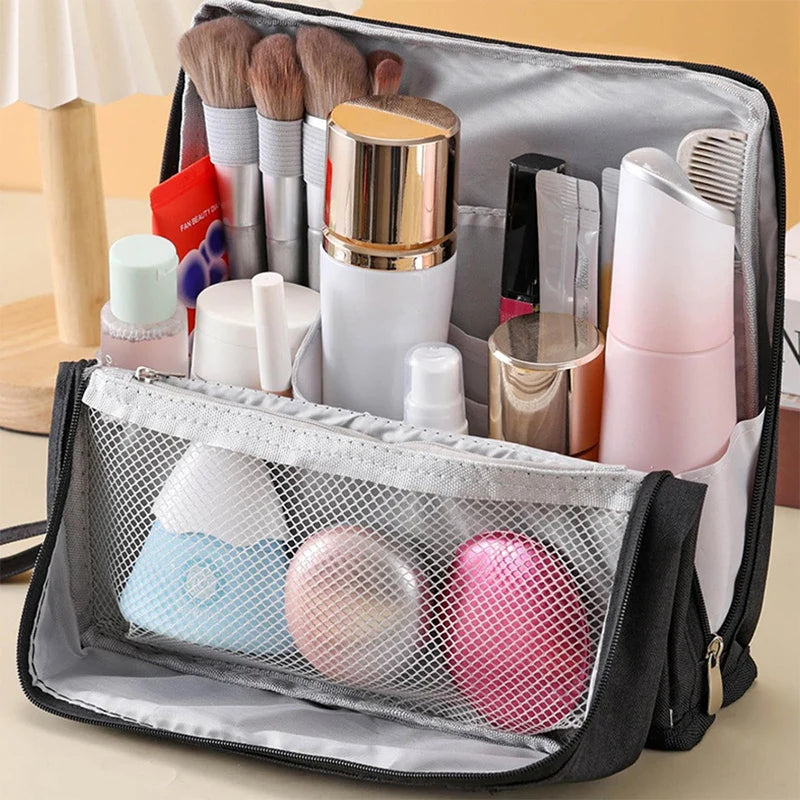Multipurpose Large Capacity Oxford Cloth Vertical Cosmetic Bag,Travel Cosmetic Storage Bag,Portable,Waterproof,With compartments