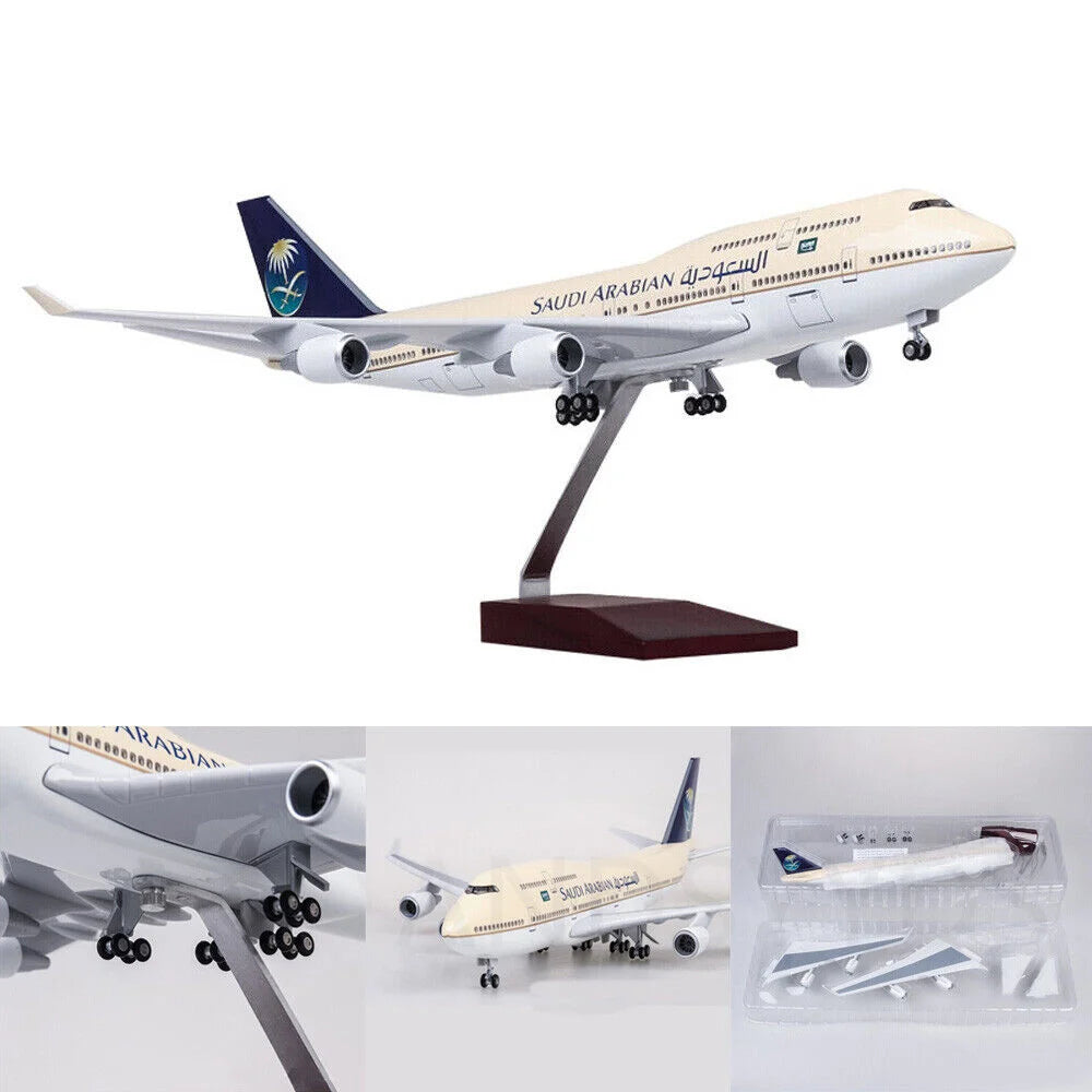 1/150 Scale Plane Model Aircraft B747-400 Saudi Arabian Airlines Miniature Airplane Resin Collectible Aircraft Boy Toys Gift