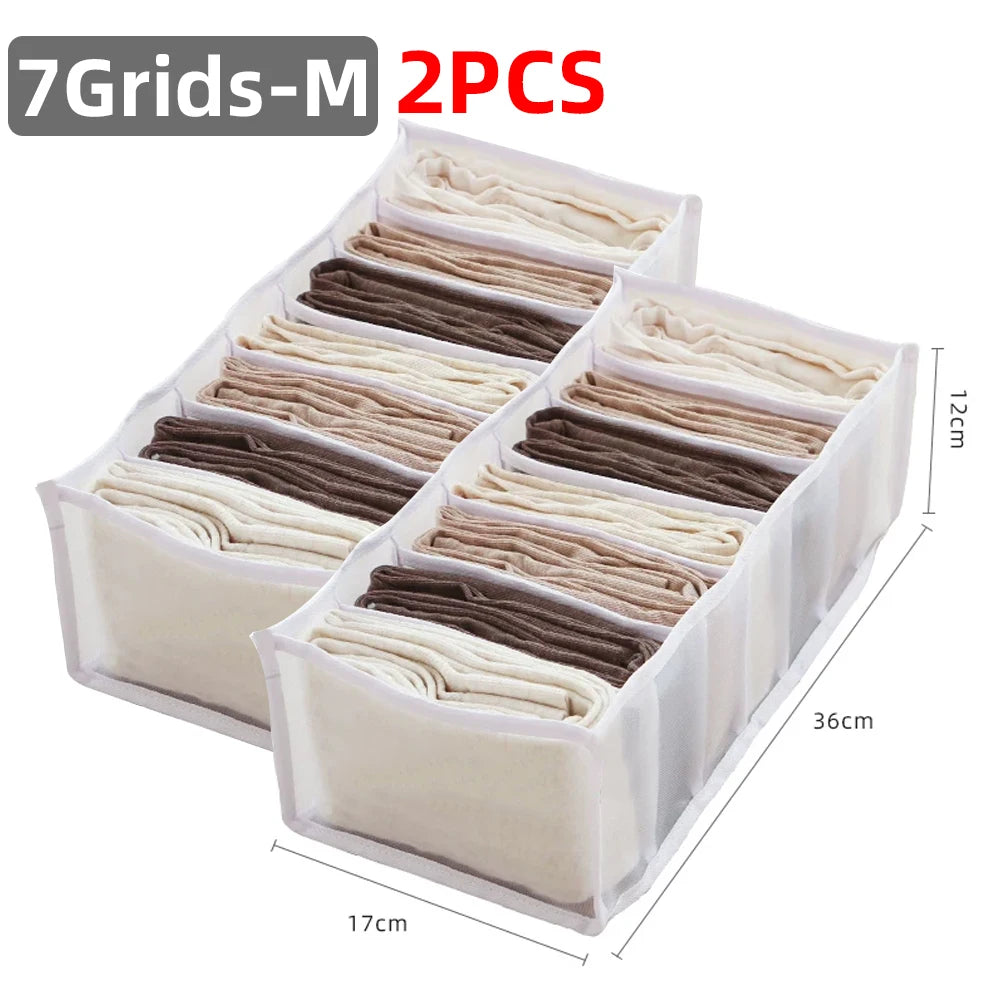 7 Grids Closet Clothes Storage Boxes Foldable Jeans Pants Storage Box Cabinet Drawer Organizer Jeans Socks Separation Organizer
