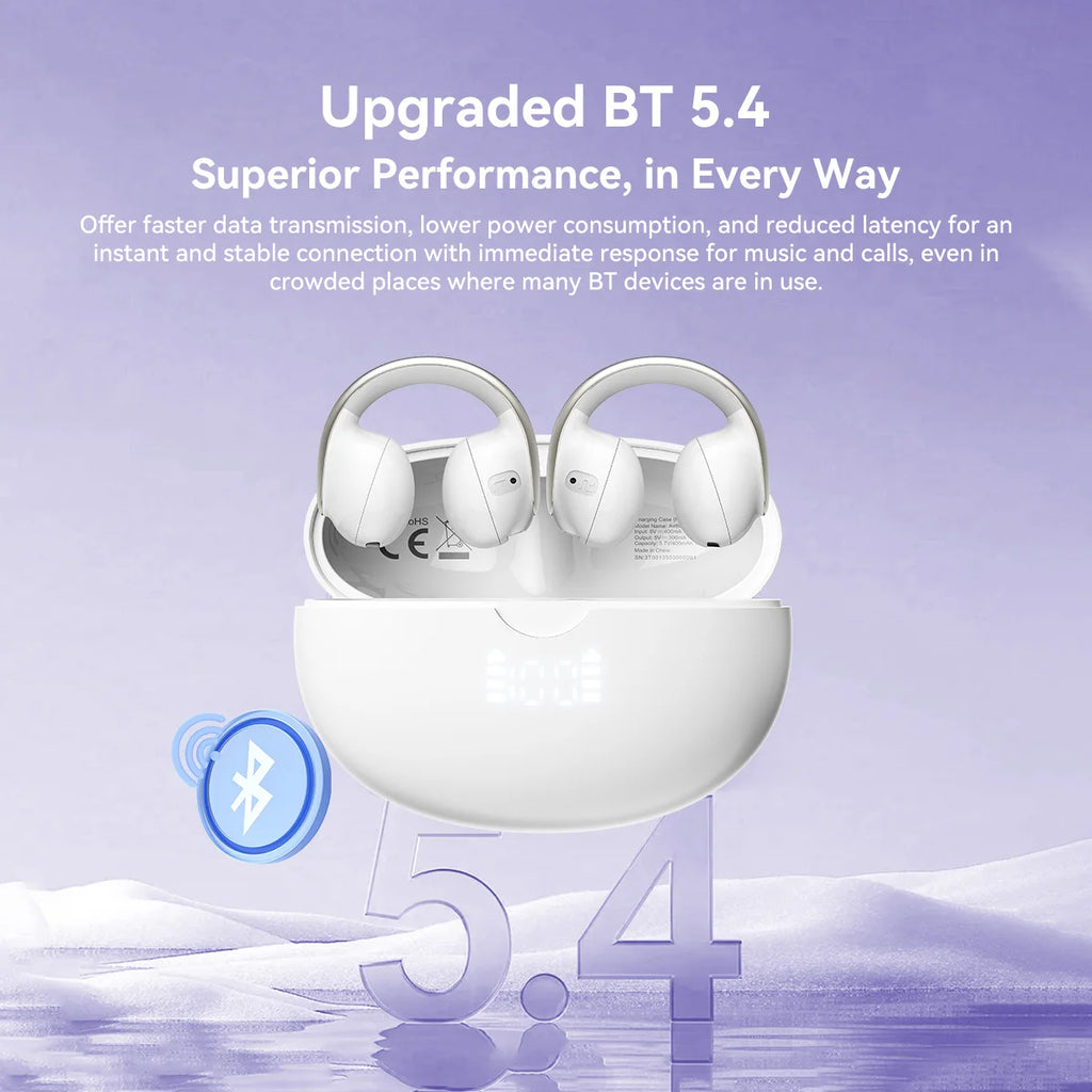 Blackview AirBuds 13 OWS Ear Clip Headset with LED Display IPX7 Waterproof 400mAh Bluetooth 5.4 Sports Earphones with Mic